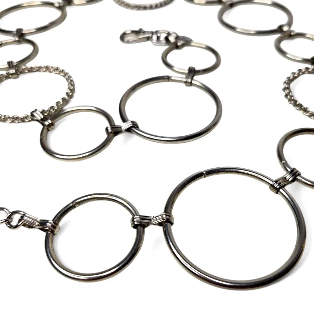 Chain Belt Loop Style Link Women's Silver Tone Rope Accent Accessory Shiny‎ OS